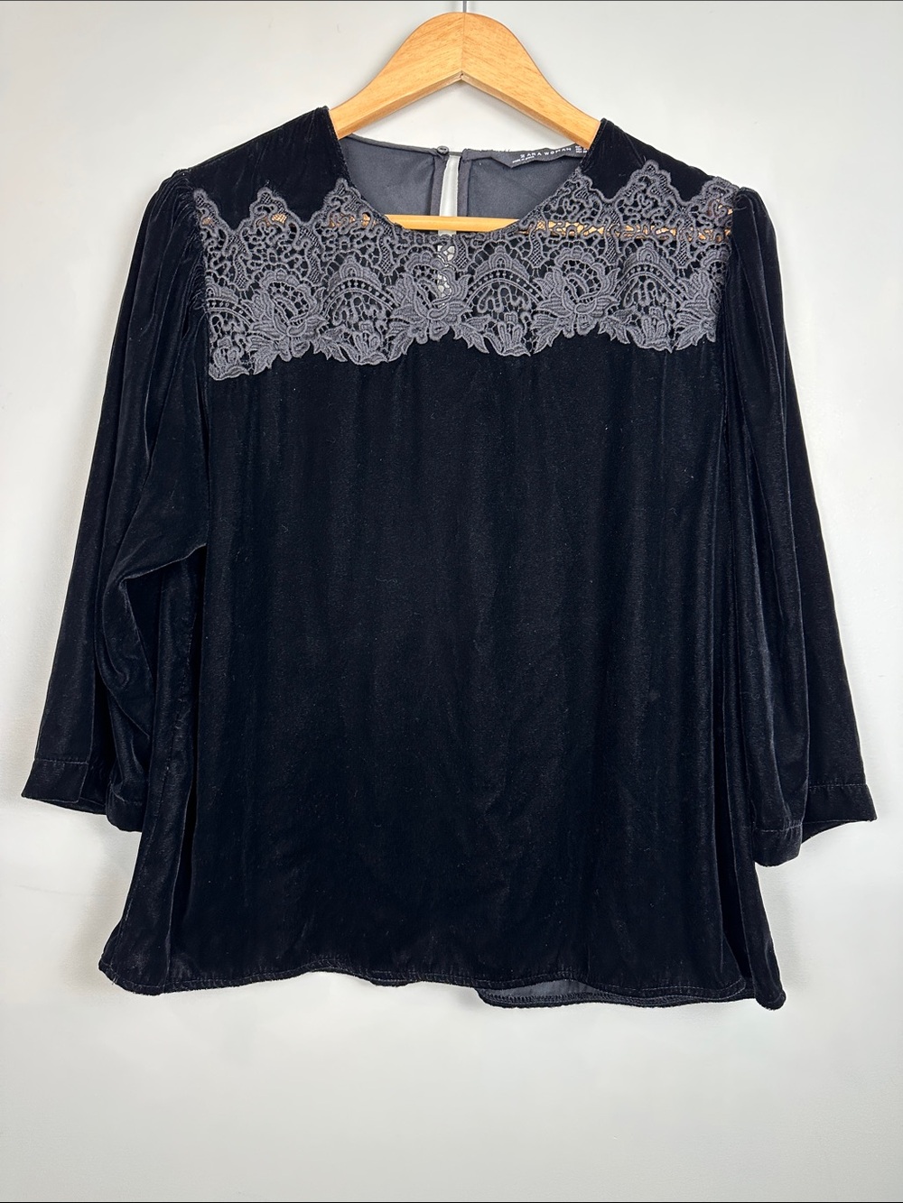 105.  Zara black, crochet, top, romantic dark. Whimsigoth